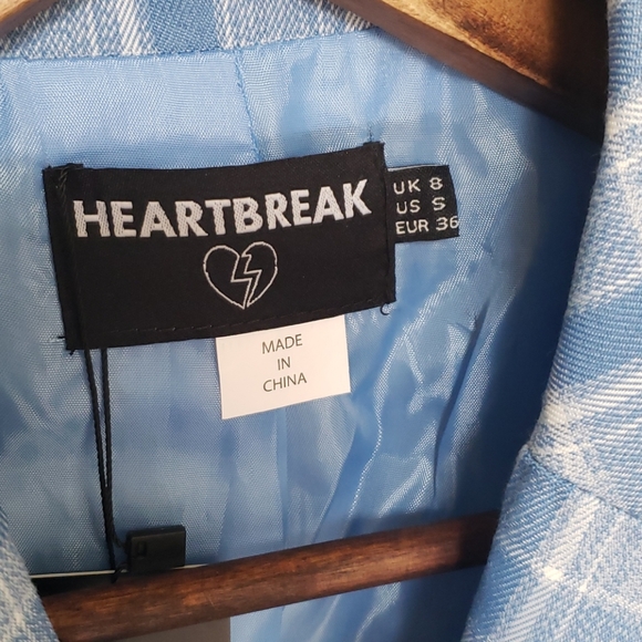 ASOS Heartbreak Longline Blazer in Blue Check US Size 4 NWT NEW - Picture 9 of 17